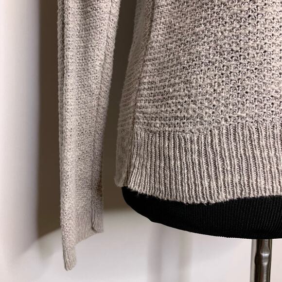Eileen Fisher light gray yellow trim linen blend sweater size Petite Large PL - Picture 5 of 11